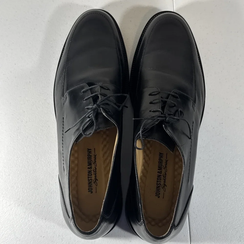Johnston & Murphy XC4 Black Leather Dress Shoes Mens 13 M Bicycle Toe Italy 🇮🇹